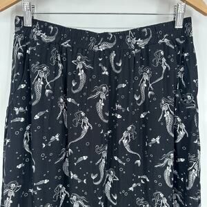 Black Friday Skeleton Mermaid Print Midi Skirt Gothic Whimsygoth Halloween Goth